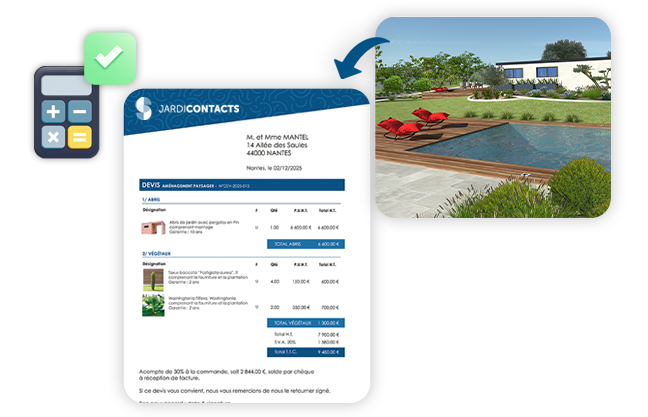 Devis jardinage avec piscine et aménagement paysager.