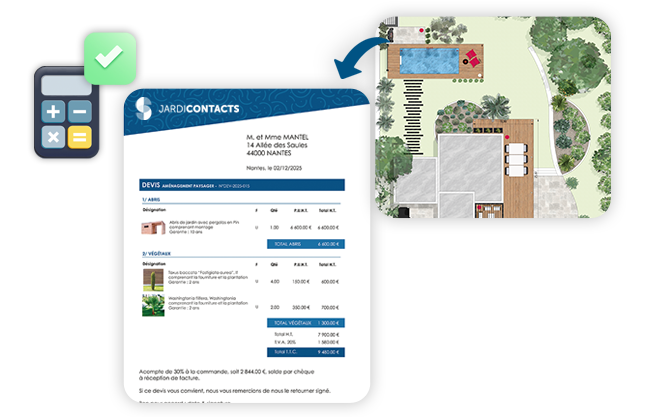 Devis aménagement paysager avec plan de jardin.